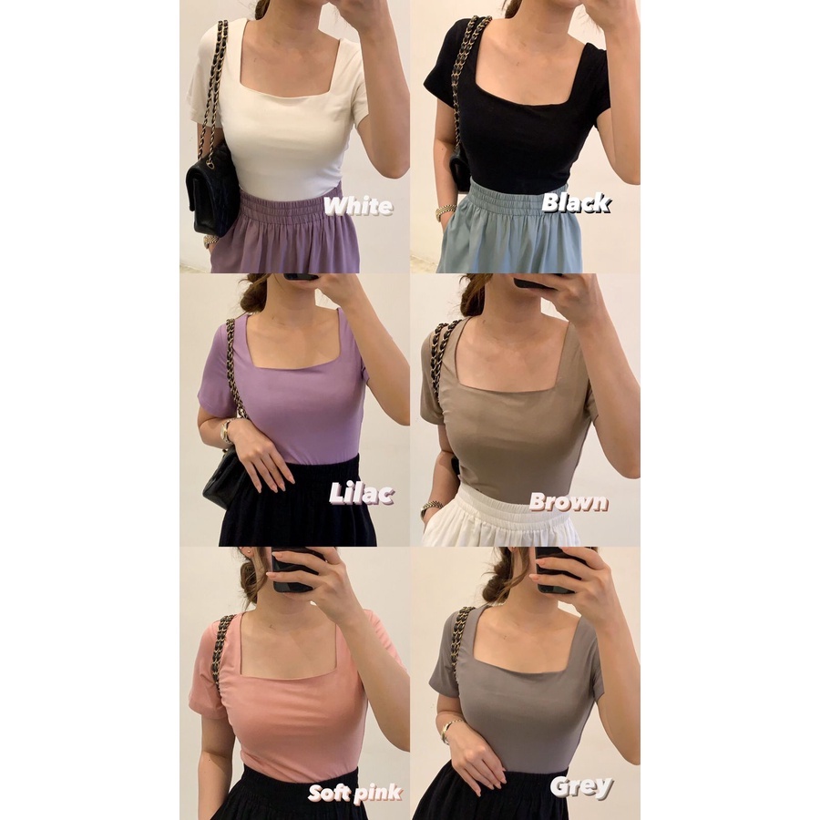 Monere Mou basic top square neck korean top