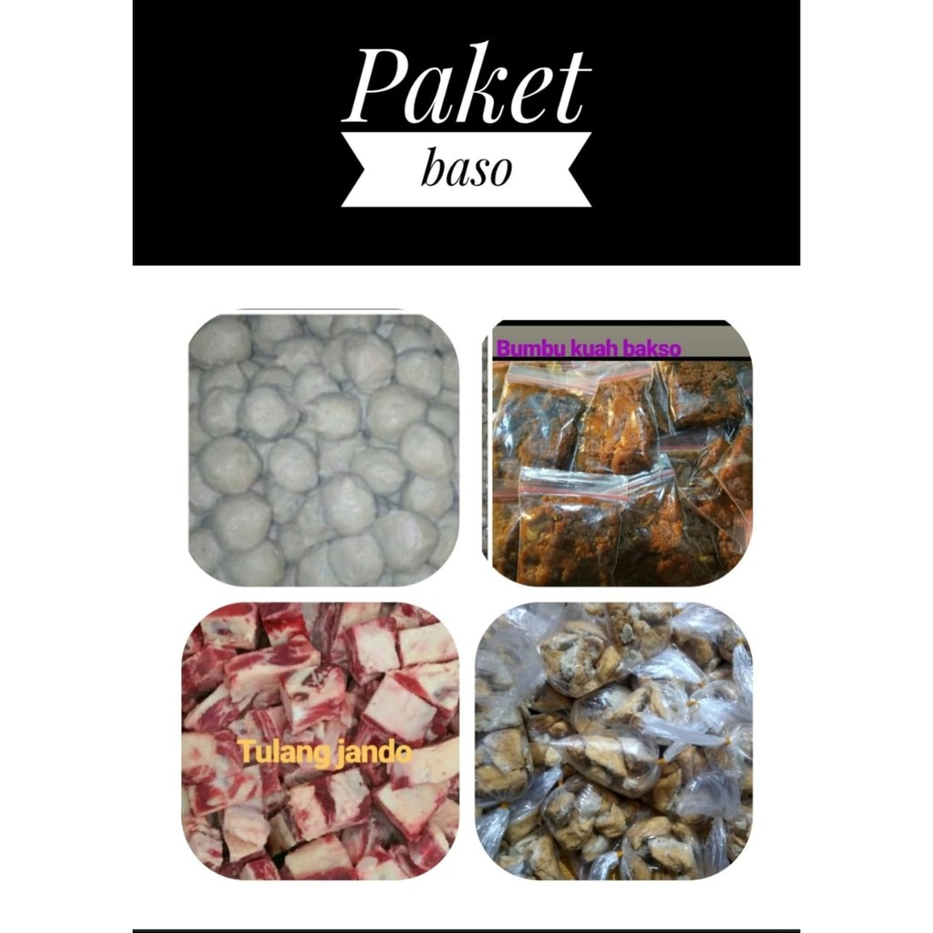 

Paket Bakso Komplit : Bakso 50 pcs, Bumbu, Tulang Jando dan Tahu Bakso