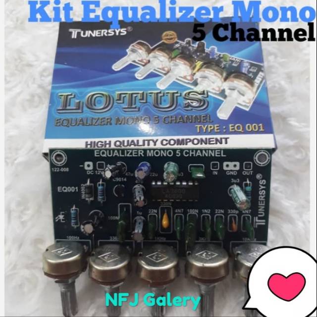 Kit Equalizer Mono aktif LA3600 Mono 5 Channel Potensio Putar safari tiger Power Amplifier Sperepart