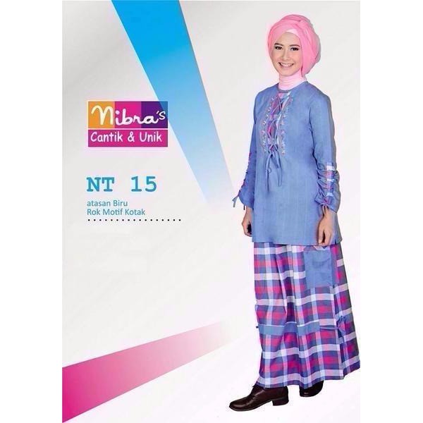 EKSLUSIF MURAH Baju Muslim Anak Perempuan Nibras NT 15 Biru Gamis Remaja Setelan