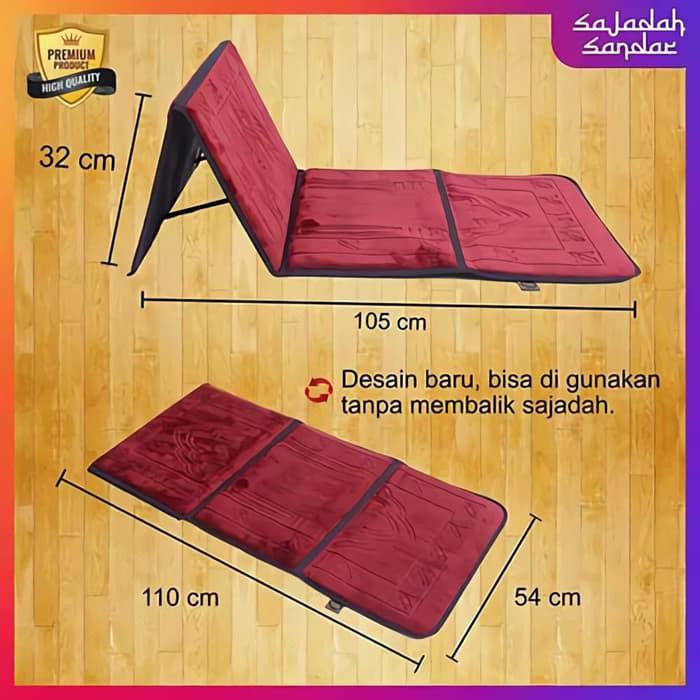 Sajadah Sandar Asyraf Premium / Sajadah Sandar Lipat Portable Original - Maroon