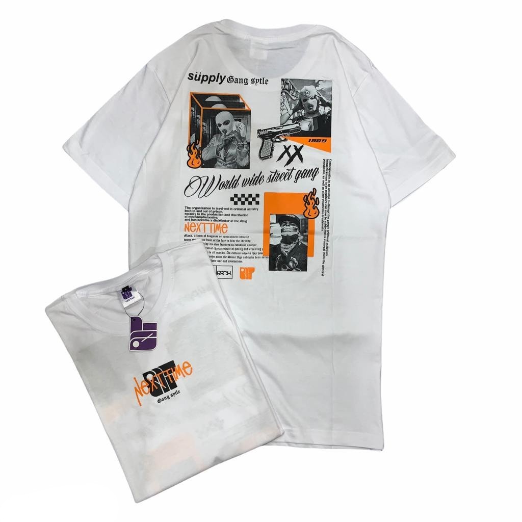 T-SHIRT BAJU KAOS PRIA DISTRO ORIGINAL NEXT-TIME ANG SUPLY PUTIH LENGAN PENDEK TERBARU 2023 / FREE S