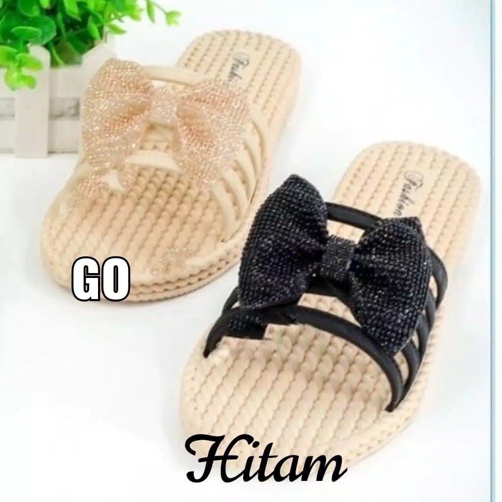 sogo Import TALI 4 PITA BLING-BLING Sandal Wanita Murah Slip Casual Teplek Sendal Cewek Flat