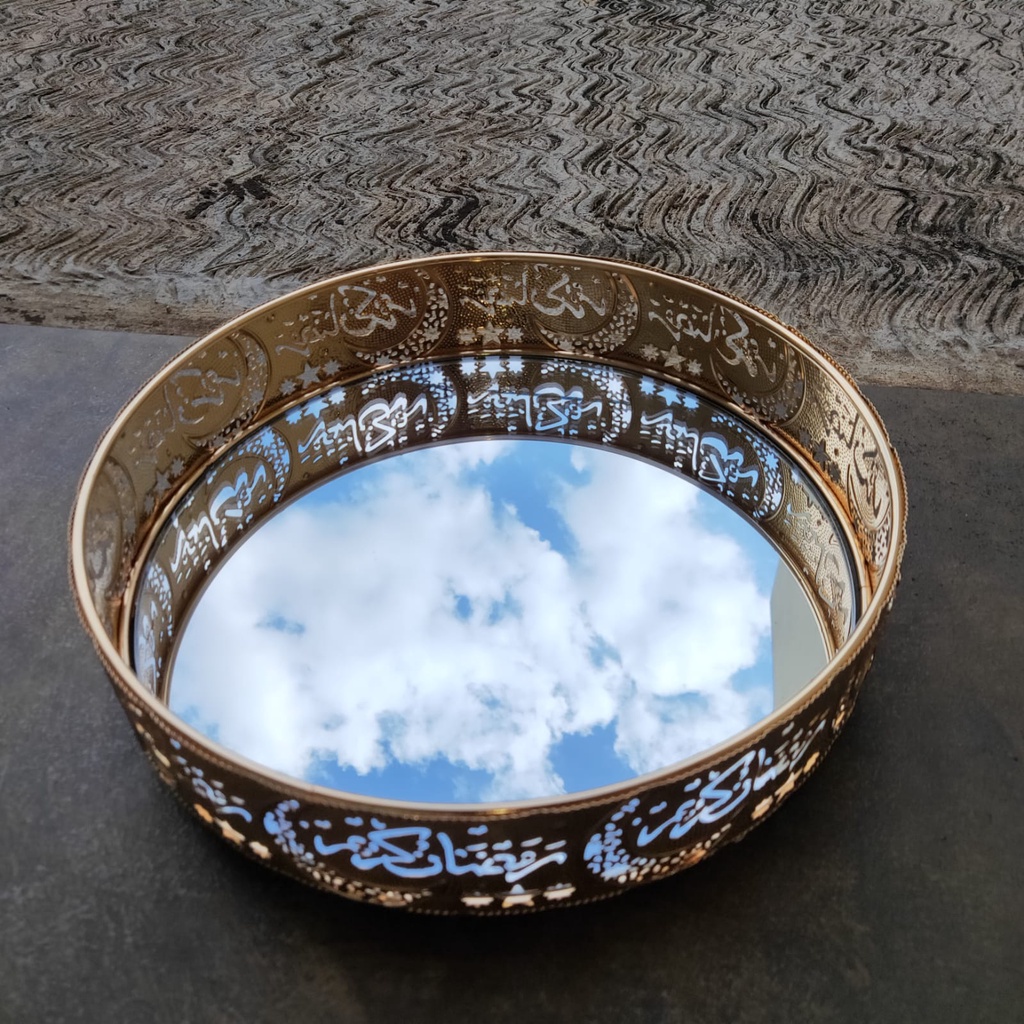 European Luxury Gold Tray / Pajangan Nampan Bulat Timur Tengah / Dekorasi Home Decoration