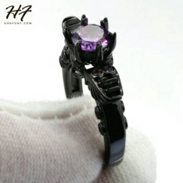 Black Gold Filled Amethyst Ring