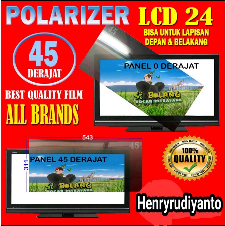 POLARIZER 24 45 DERAJAT - POLARIS - POLARIZER TV LCD 24 INCH 45DERAJAT - POLARIZER 45 DERAJA 24 INCH