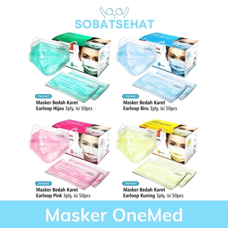 ONEMED MASKER MEDIS 3 PLY EARLOOP