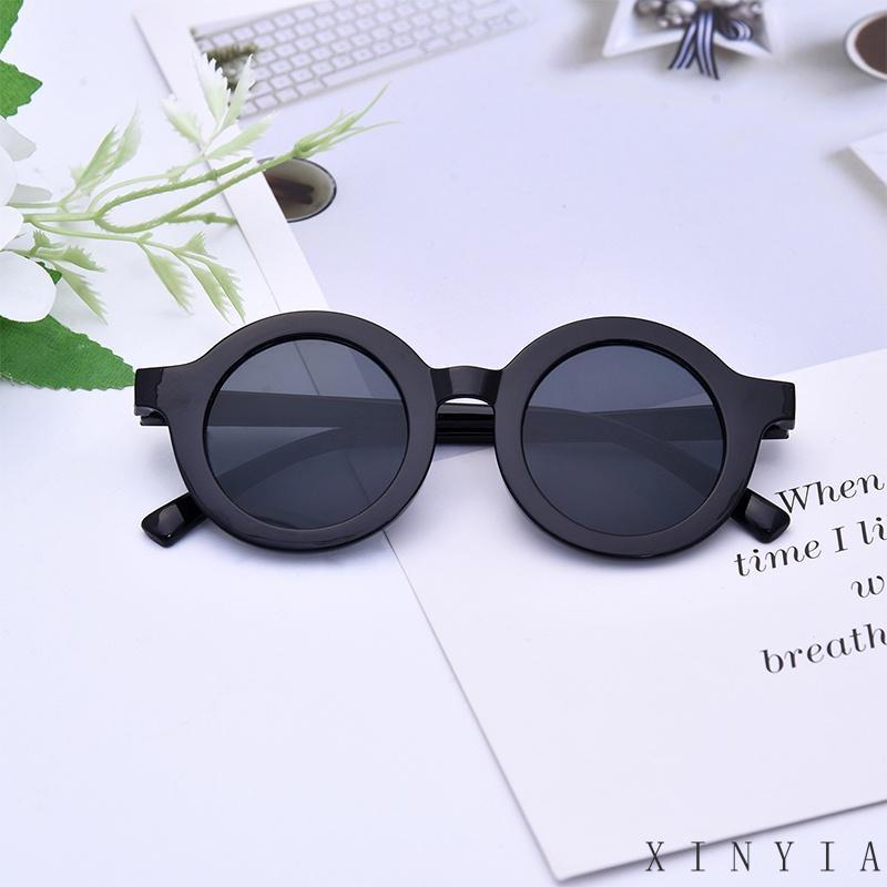 Xia.id Kacamata Hitam Retro Matte Anak Laki-Laki / Perempuan Frame Bulat