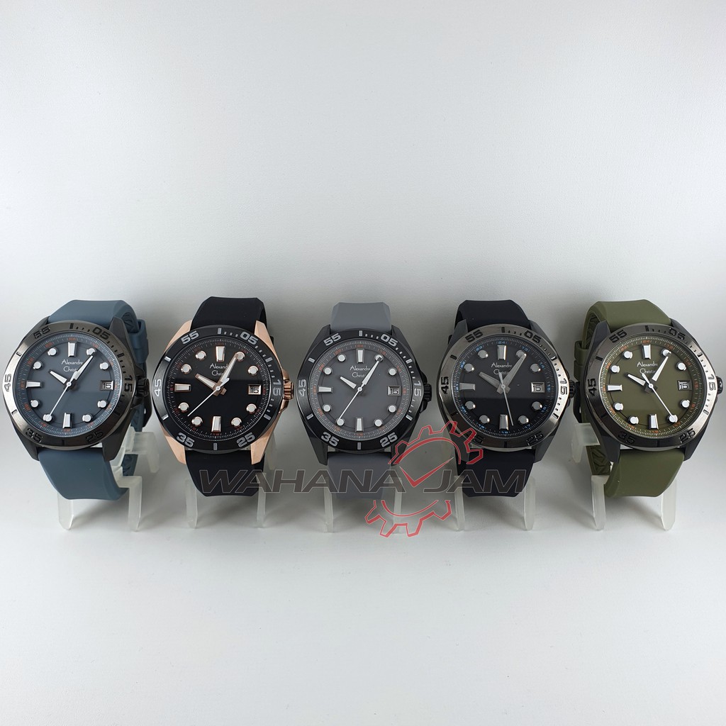 Alexandre Christie AC 6580 MC / Jam Tangan Pria AC6580 Alexander Cowok Tali Rubber Karet Original