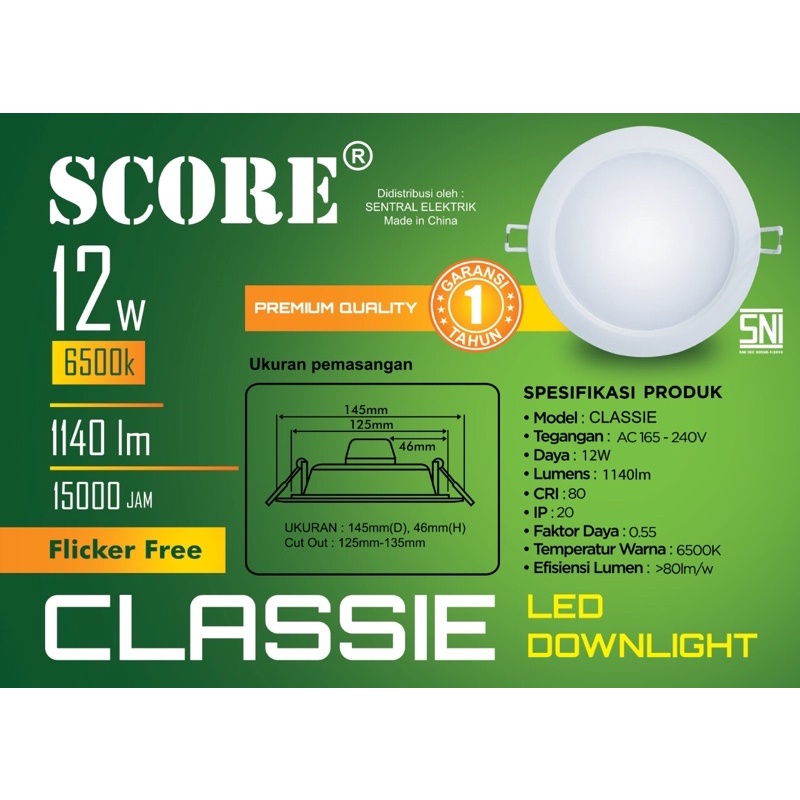 LAMPU LED PANEL SCORE 12W