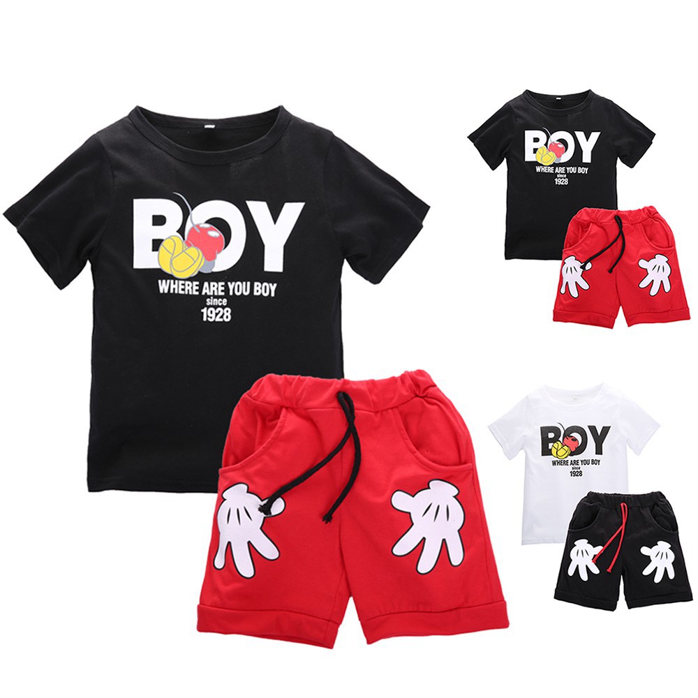 Setelan Kaos T Shirt Casual Anak Laki Laki Lengan Pendek