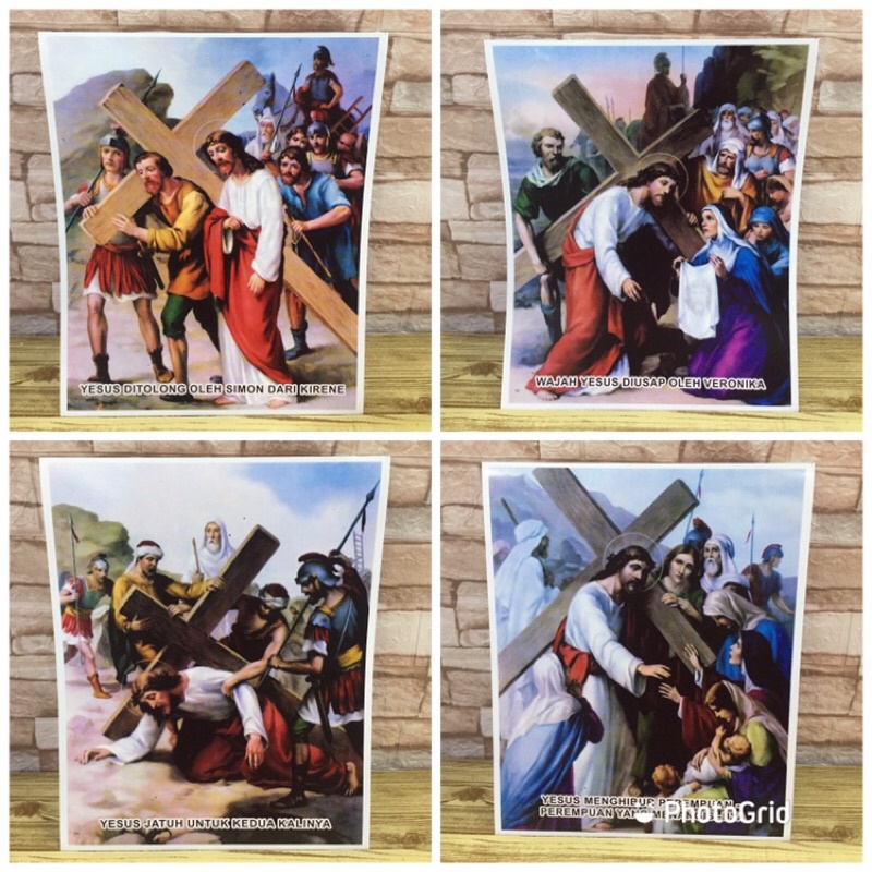 FOTO SATU SET GAMBAR JALAN SALIB UKURAN 30x42cm 14Lembar