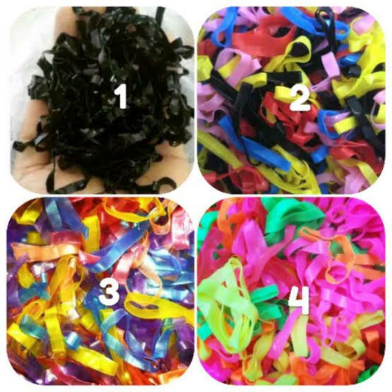 KARET RAMBUT KARET JEPANG LEBAR kiloan ONS Hitam Warna Warni Ikat Rambut