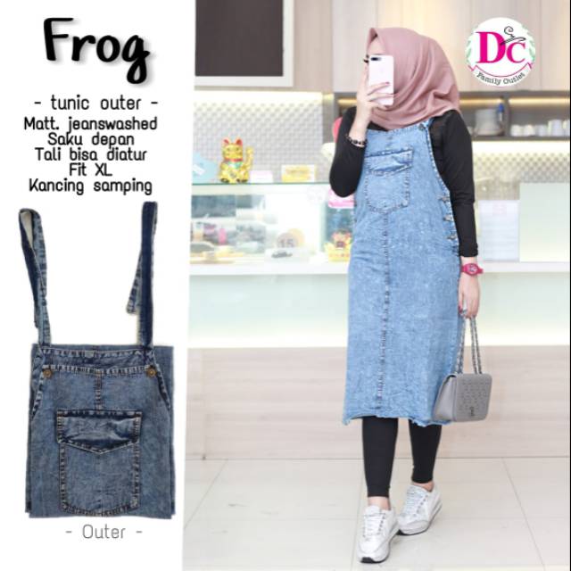 Frog Tunik Outer | outer jeans kancing samping