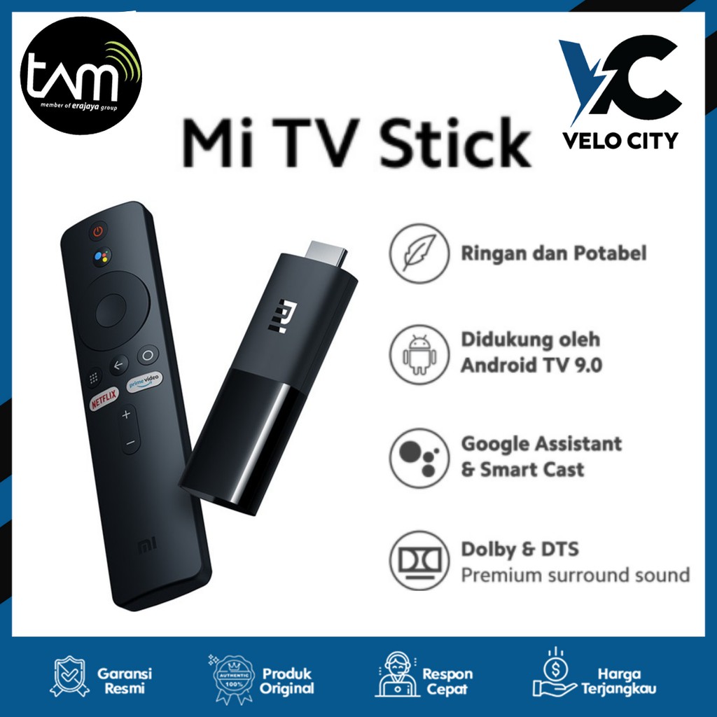 Xiaomi Mi TV Stick Android 9.0 Google Assistant &amp; Smart Cast Garansi Resmi