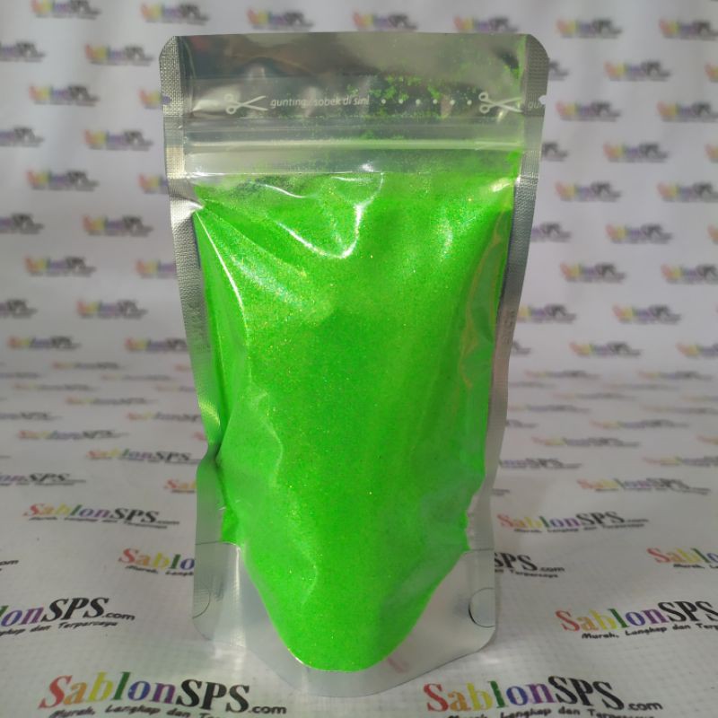 BUBUK GLITER FLO GREEN RAINBOW GLITTER POWDER 100gr ZIP LOCK