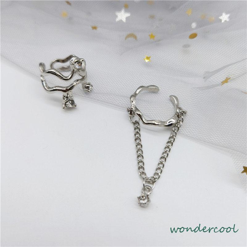 2pcs Cincin Model Gelombang Tidak Teratur Adjustable Untuk Wanita-Won