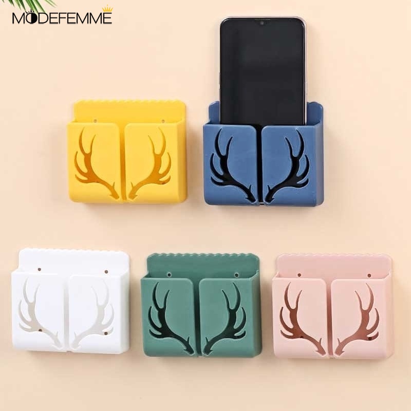 1Pc 10cm Hollow Antler Pattern PP Plastic Multi-purpose Wall-mounted  Charging Holder Storage Boxes For Mobile Phone Equipment