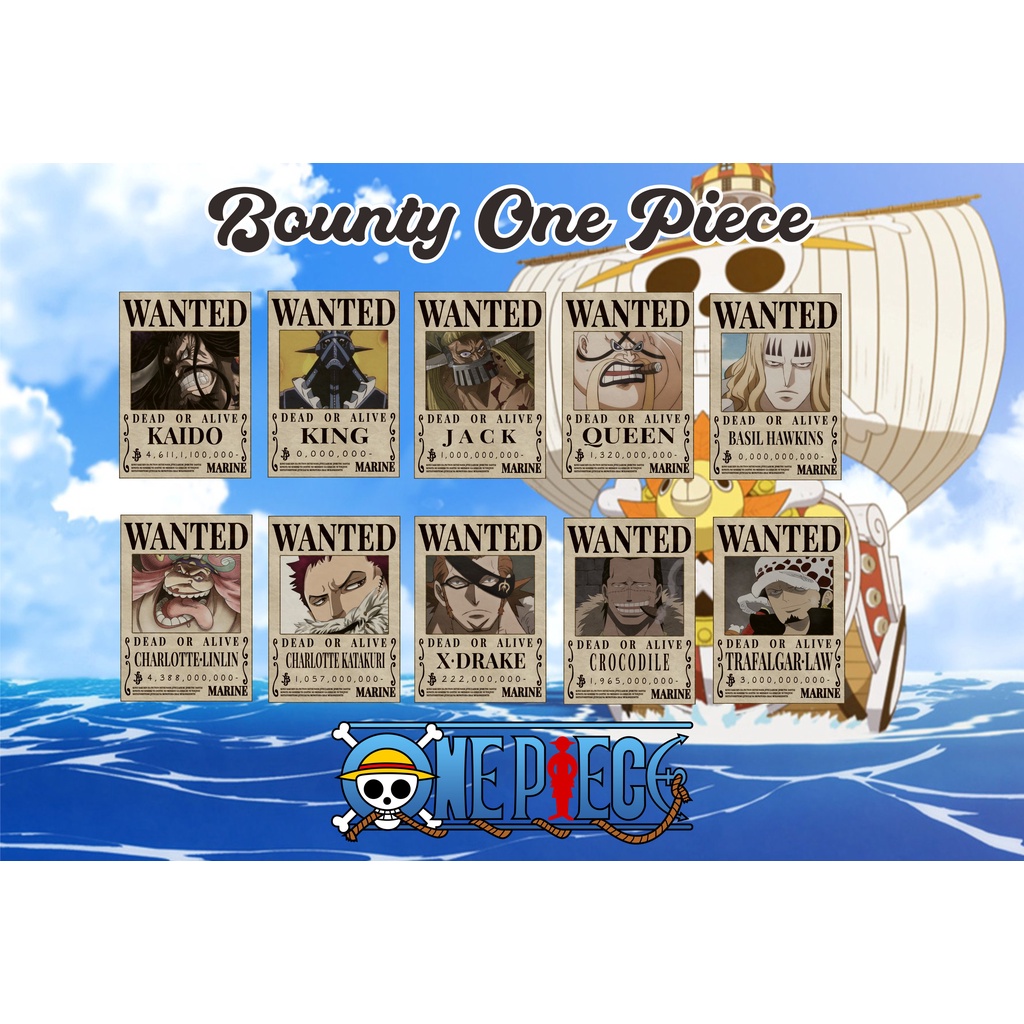 Poster Anime One Piece Bounty Karakter Buronan Wanted