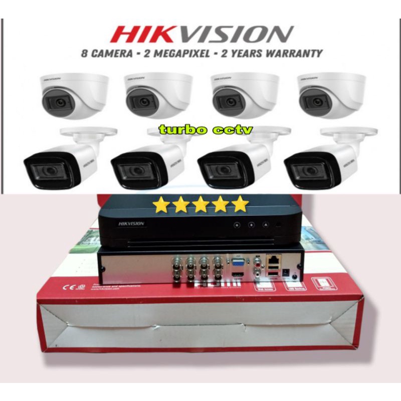 PAKET CCTV HIKVISION 8 CHANNEL 8 KAMERA TURBO HD 1080P 2MP