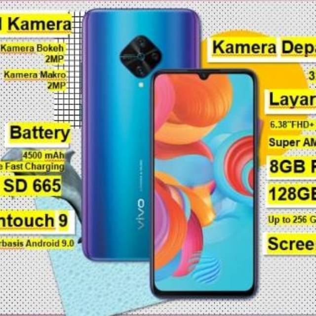 FLASH SALE Vivo S1 pro ram 8 gb rom 128 gb snapdragon 665 super amoled baterai 4500 mah garansi