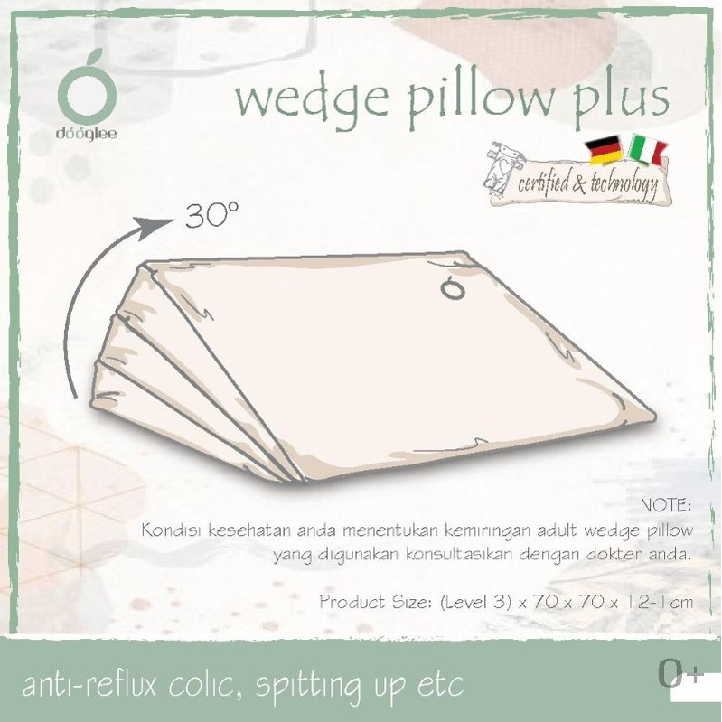 Dooglee Wedge Pillow PLUS Bantal untuk tidur miring / tidur tinggi
