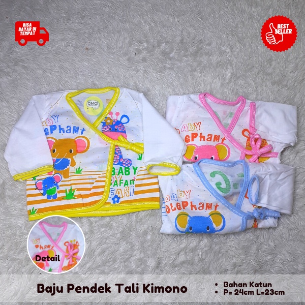 1Buah Baju Bayi Lengan Panjang Tali Kimono (Tanpa kancing)