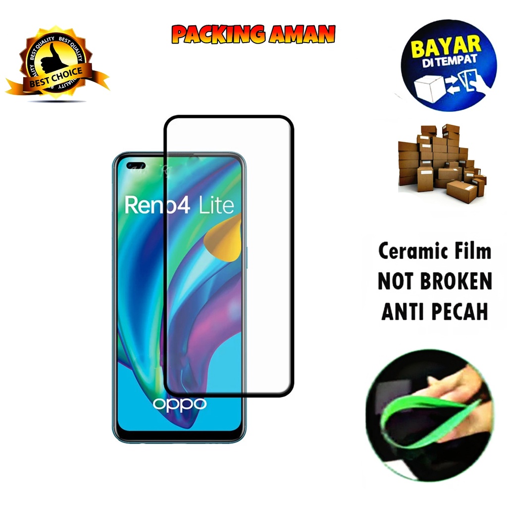 Tempered Glass Oppo Reno4 Lite 4G 2020 FULL COVER FULL SCREEN Ceramic Film Anti Gores