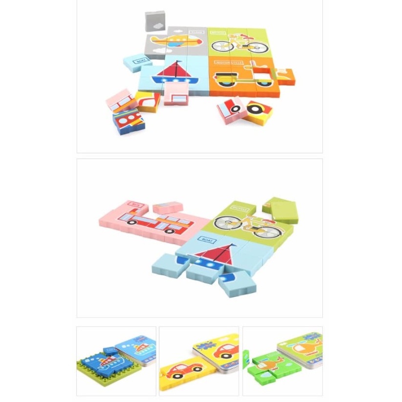 Mainan Edukasi Dubie Traffic Puzzle (88pcs + 11cards) - Building Block Lego Brick Toys