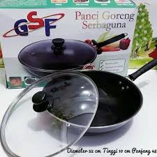 Panci Wajan Goreng Penggorengan Serbaguna Teflon Tutup Kaca GSF-1032 K