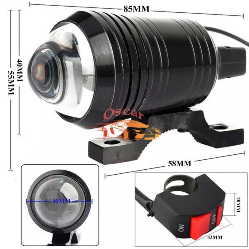 Lampu Sorot Tembak LED Projie Projektor U5/U1  Putih Cree Lampu Motor