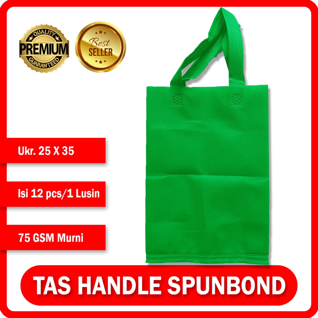 

Souvenir Tas Press Goodiebag Spunbond Handle - Hijau Muda 25CM x 35CM Lusinan / Tas Press Spunbond