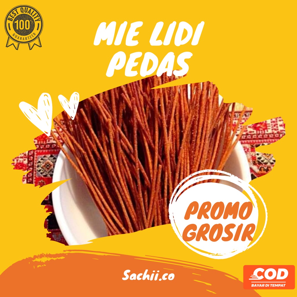 

Mi Lidi Pedas Camilan Mie Lidie Pedes Gurih Bumbu Khas 100gr (PROMO SPESIAL GROSIR)