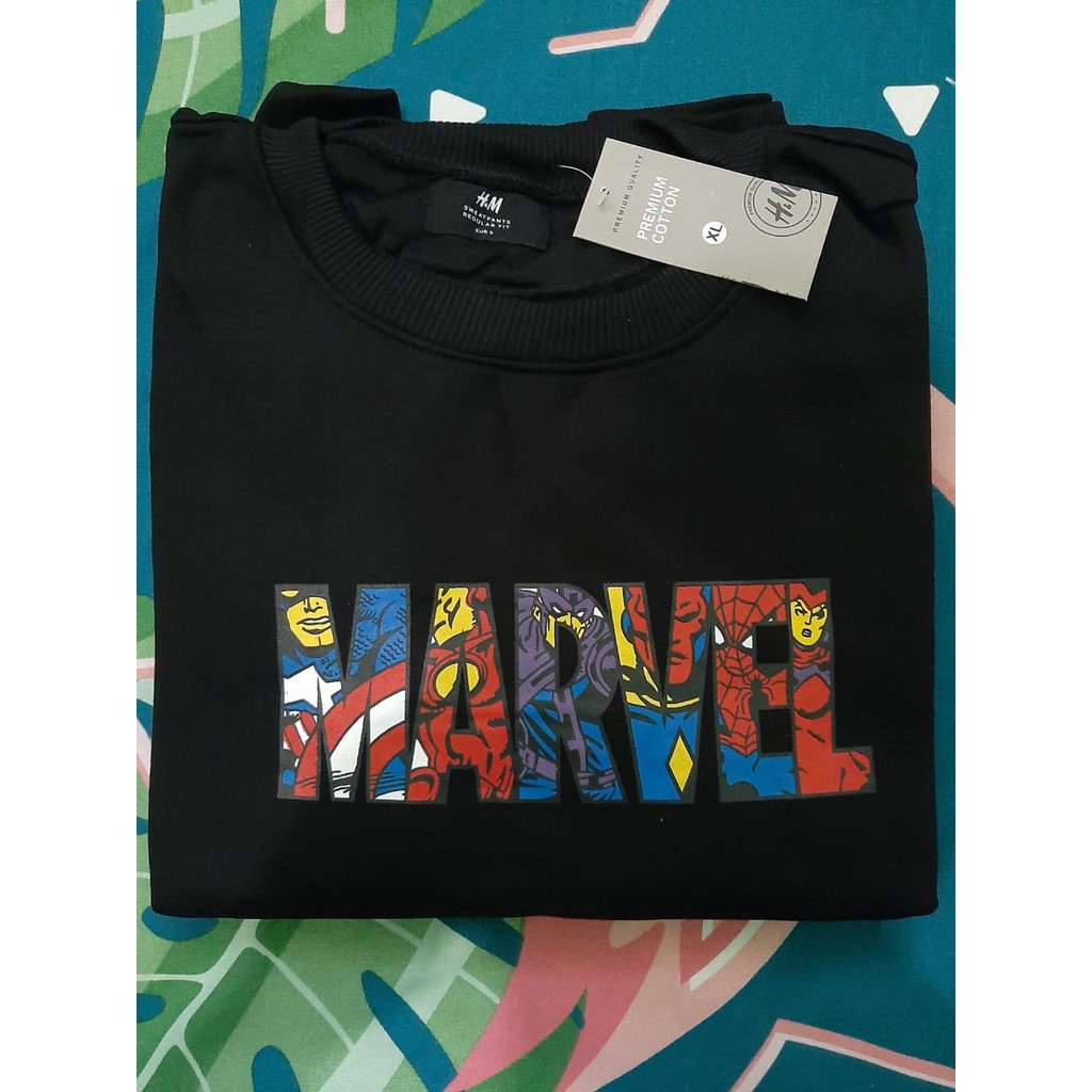 Nasa H&amp;M-Sweater Hoodie Crewenk Marvel Hijau Original - Hoodie Crunek MARVEL Distro Termurah Bahan Tebal