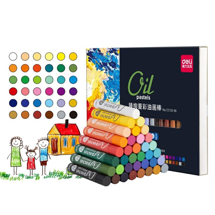 

PASTEL-DRY-OIL- DELI ARTIST'S GRADE OIL PASTELS - 36 WARNA -OIL-DRY-PASTEL.