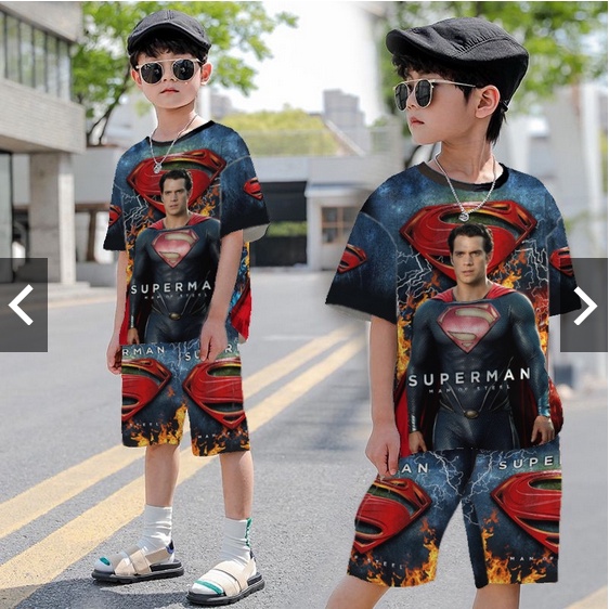 Setelan baju anak print Super hero / Set anak laki-laki usia 2-8 tahun MOTIF 2 Setelan baju Playset anak print Super hero