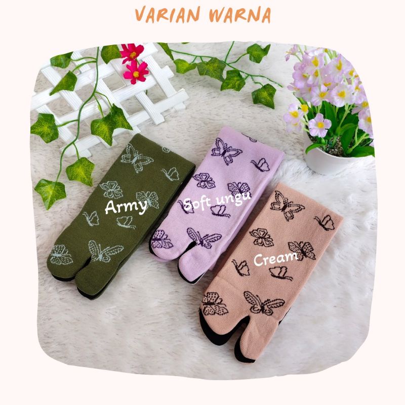 [12 PASANG] KAOS KAKI MOTIF KUPU CANTIK