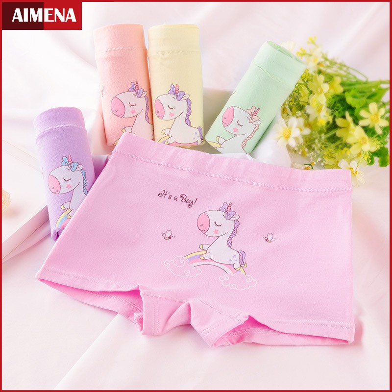 3PCS Gadis Unicorn Celana Dalam Katun Lucu Lembut Pakaian Dalam Anak Celana