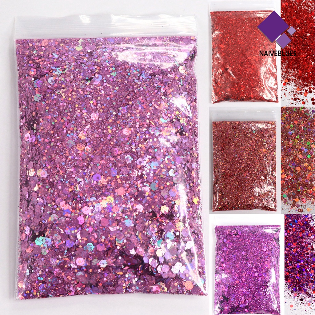 Naiveblue Serbuk Glitter Sequin 50g Aneka Ukuran Untuk Dekorasi Nail Art / Manicure DIY