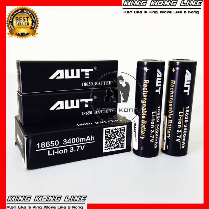 Baterai AWT 18650 Hitam 3400 mAh Vape / Vapor / Rokok