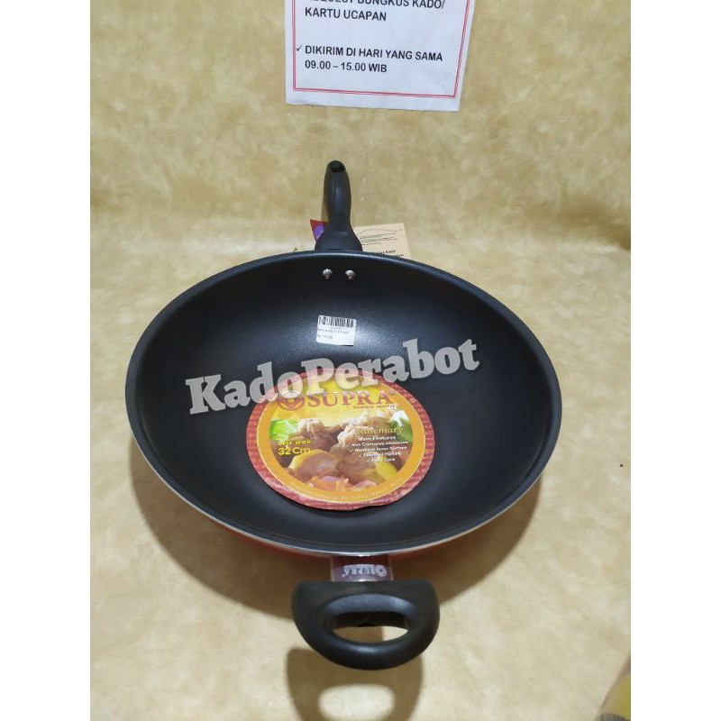 teflon stir wok supra 32cm- wajan gagang premium