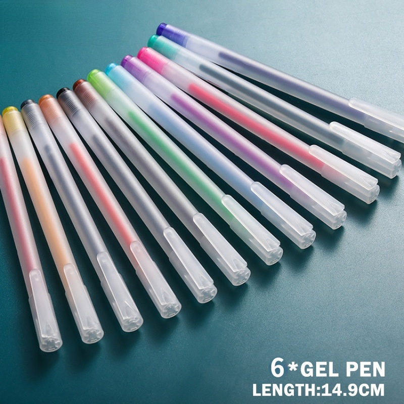 6pcs / set Pulpen Gel 0.5mm Multiwarna Untuk Stationery Pelajar / Kantor / Sekolah