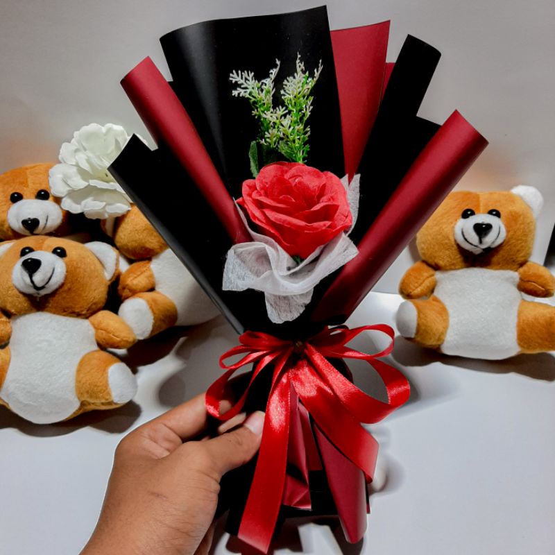 BUKET BUNGA PREMIUM SINGLE ROSE | BUKET BUNGA WISUDA | BUKET BUNGA MURAH