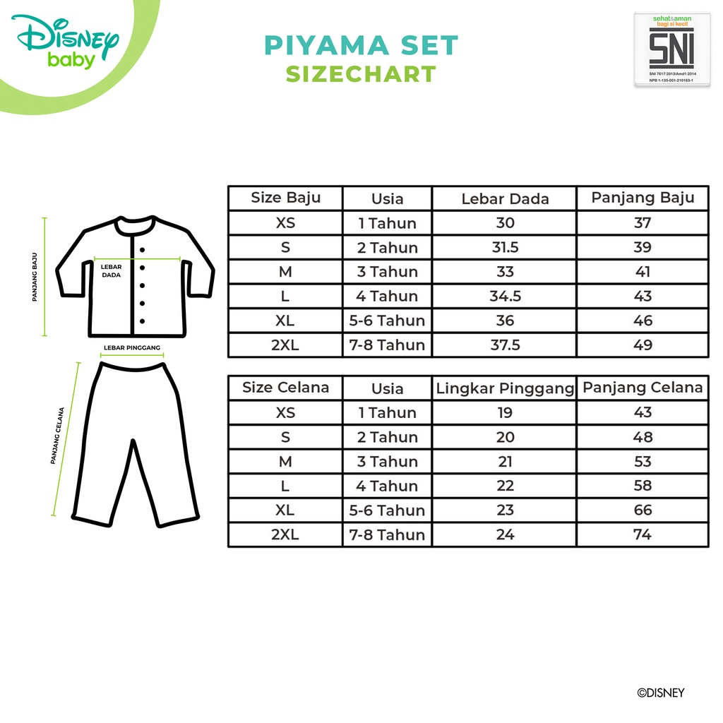 Piyama Bayi setelan Princess DISNEY Katun Bambu DPC305