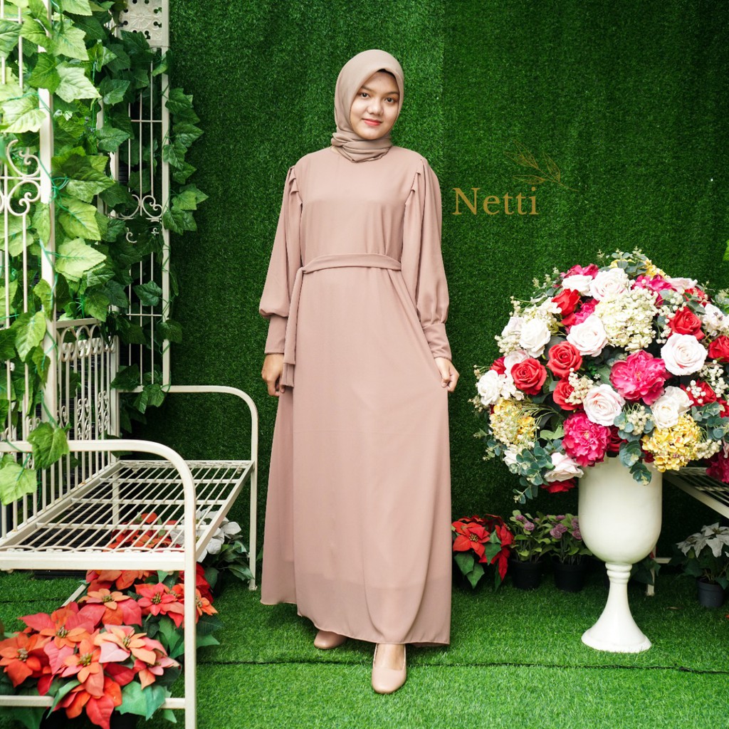 Aniseed Dress Gamis Muslimah Polos Premium - Baju Lebaran 2026 Mewah Gamis Kondangan Import Terbaru