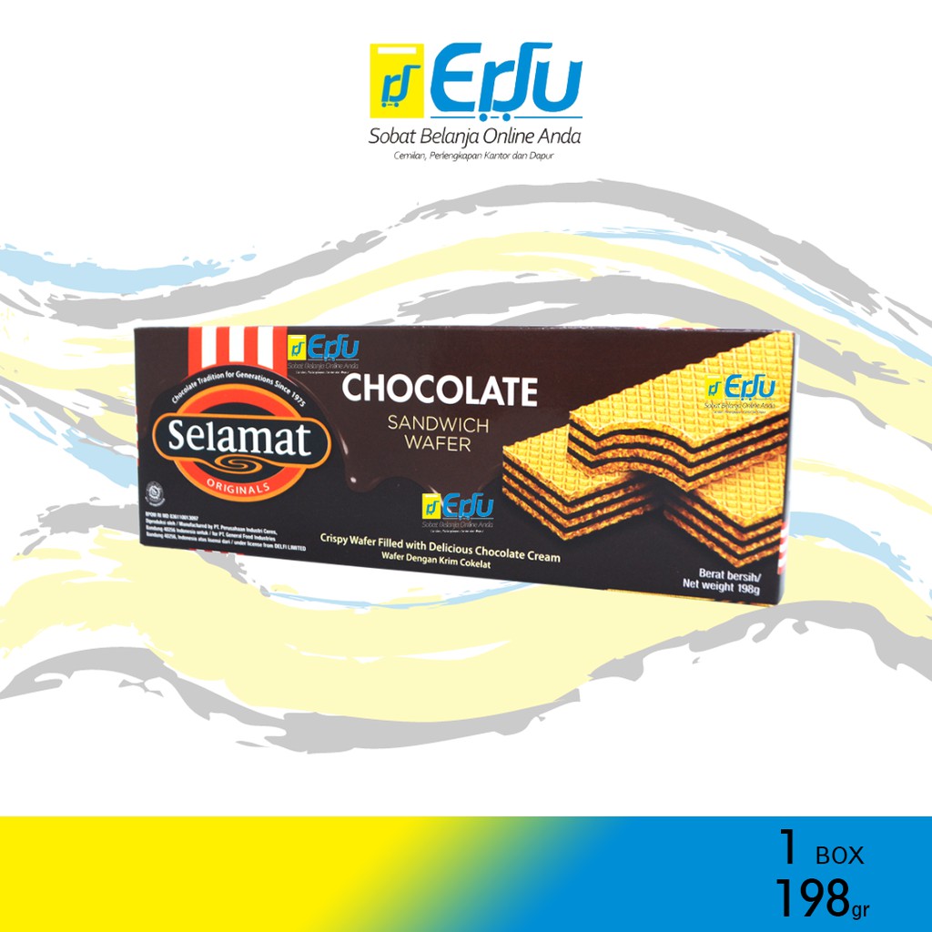 

BOX Selamat Wafer Coklat Kue Wafer Sandwich Chocolate Halal MUI - 198gr