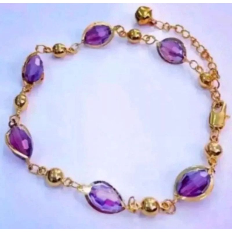 gelang tangan giok ungu lapis emas titanium terbaru