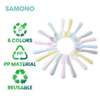 Sendok Garpu Pisau Set Colorful Reusable Environmental PP Material Tableware SAMONO STW04T