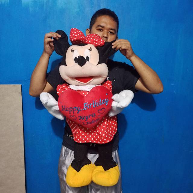 Boneka GRATIS UKIR NAMA  Mickey atau Minnie mouse bisa ukir nama