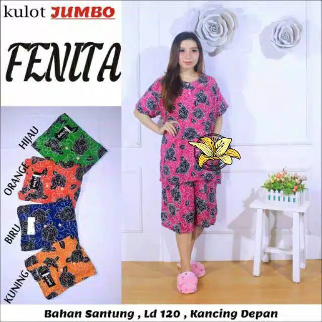 Setelan kulot jumbo fenita mawar rosana dada kancing busui bumilO